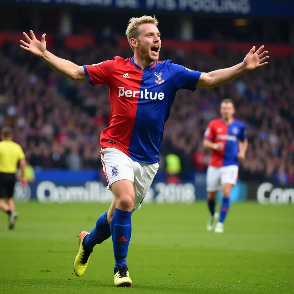 Erling Haaland celebrating a goal against Crystal Palace