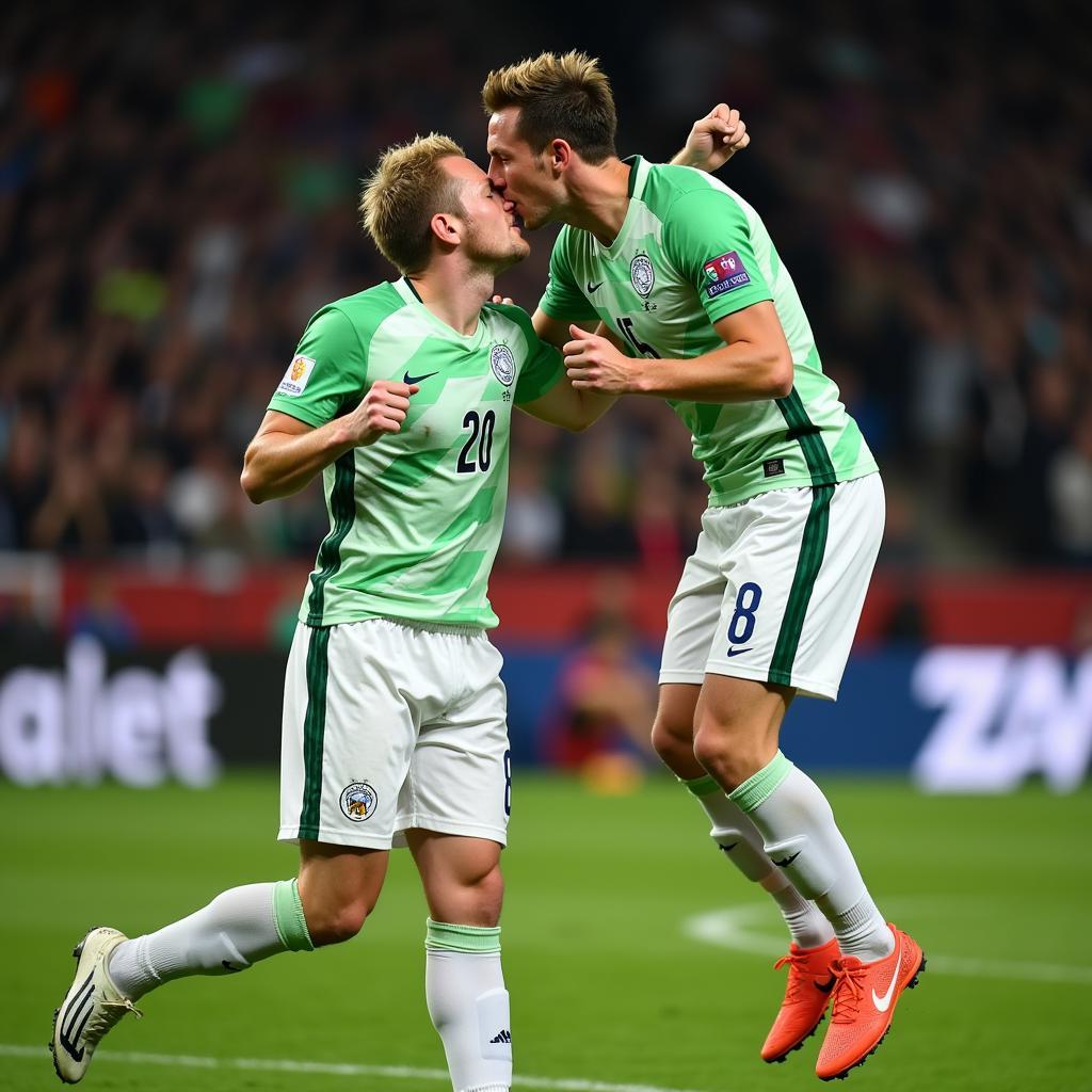 Haaland Celebrating Goal with Kevin De Bruyne