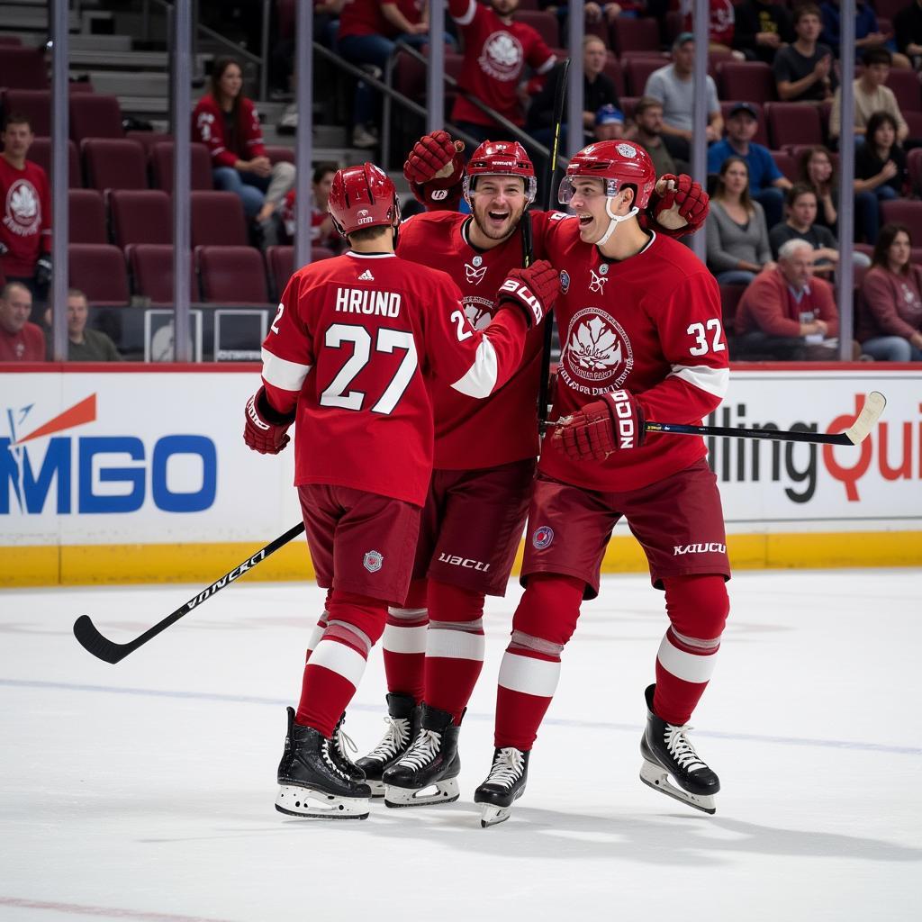 Haaland celebrating a goal with teammates