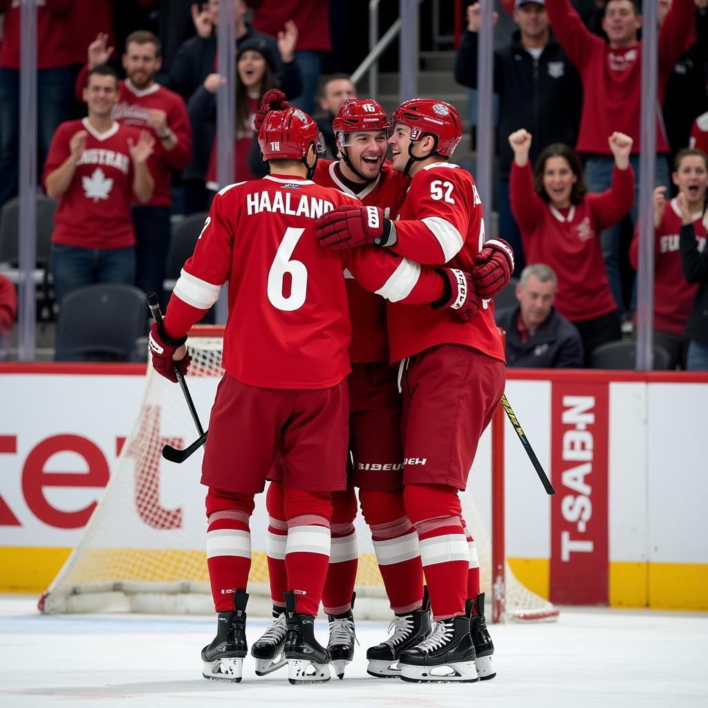 Haaland Celebrating Goal With Teammates