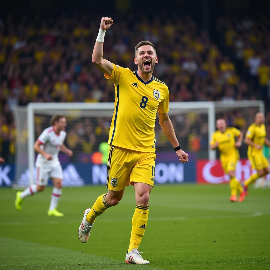 Haaland Celebrating a Long-Range Goal