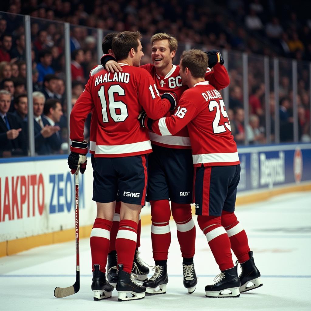 Erling Haaland celebrating with teammates