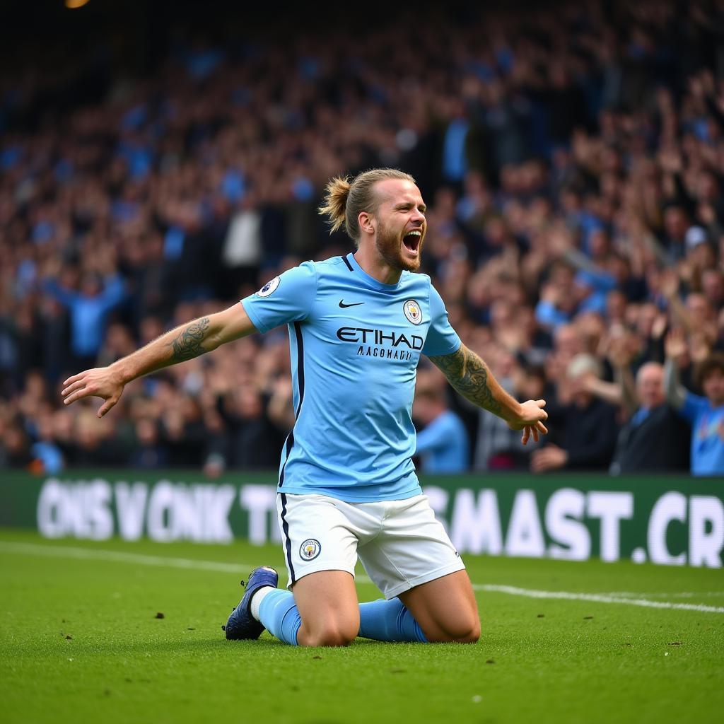 Erling Haaland celebrating a goal