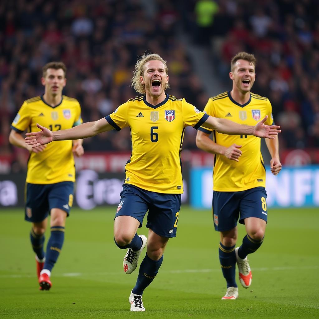 Haaland celebrating a goal