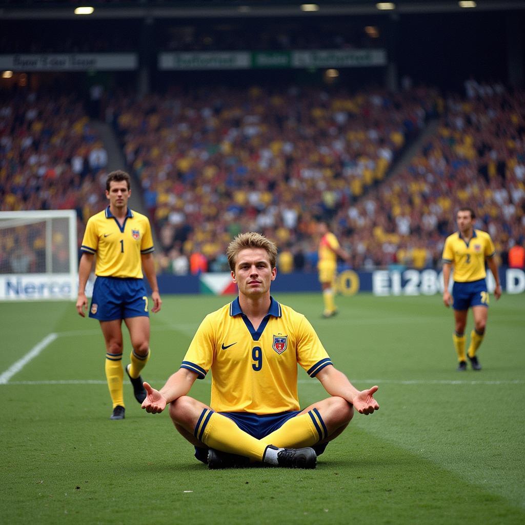 Erling Haaland celebrates a goal.