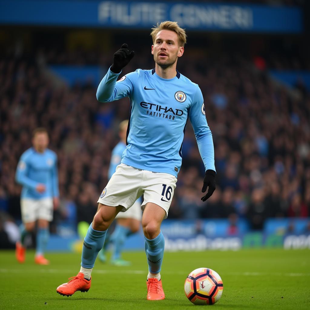 Haaland celebrates a goal for Manchester City