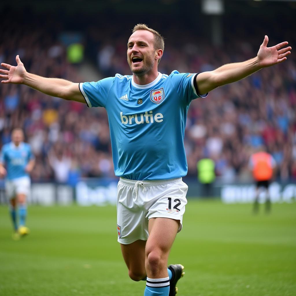 Haaland celebrates a goal against Aston Villa