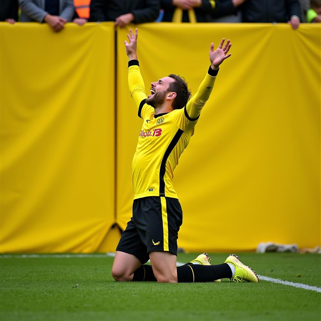 Erling Haaland celebrates a goal for Borussia Dortmund