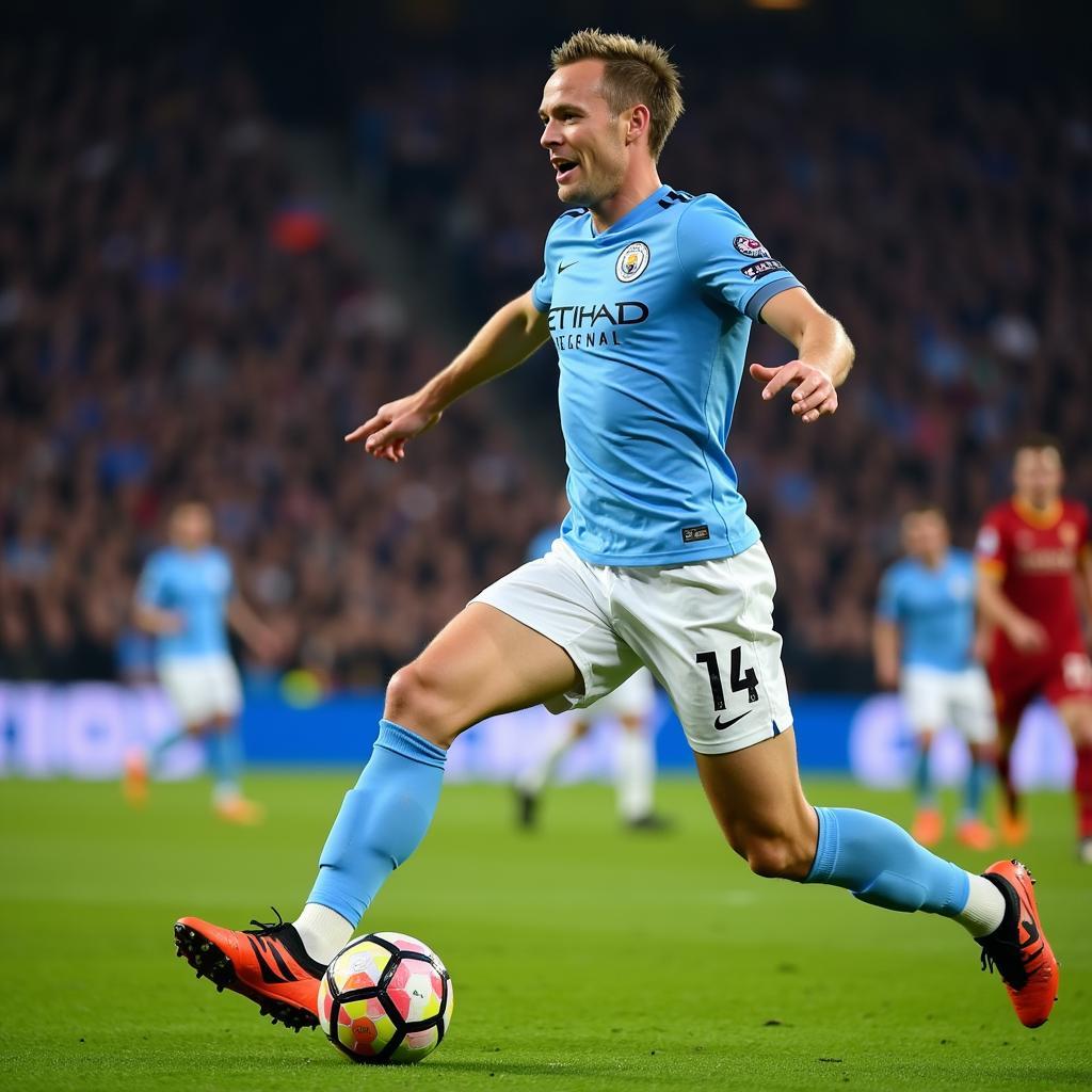 Erling Haaland celebrates a goal for Manchester City