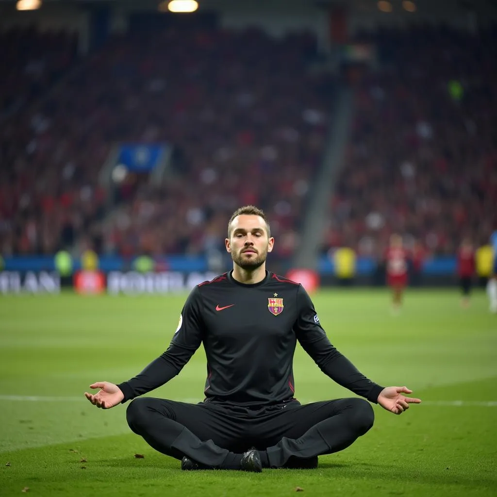 Haaland performing his iconic meditation celebration