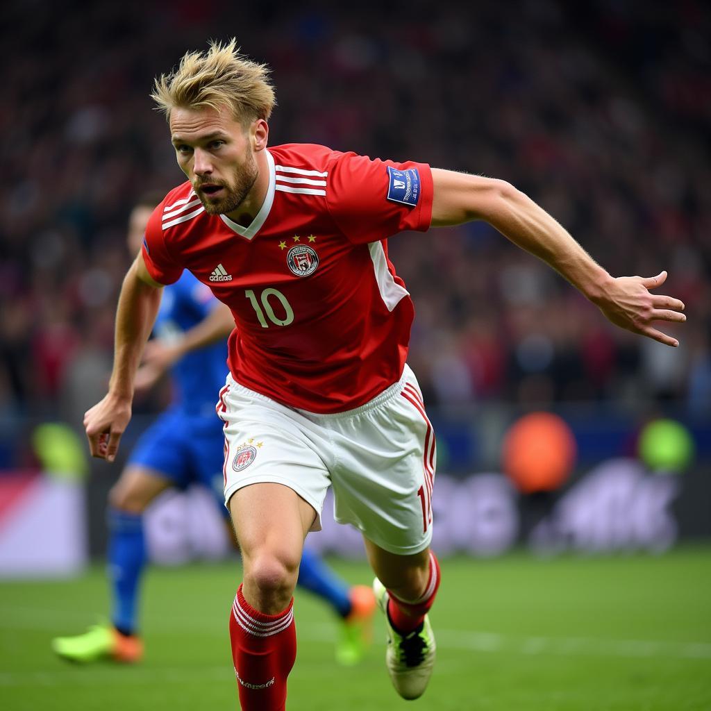 Erling Haaland in action during a UEFA Champions League match