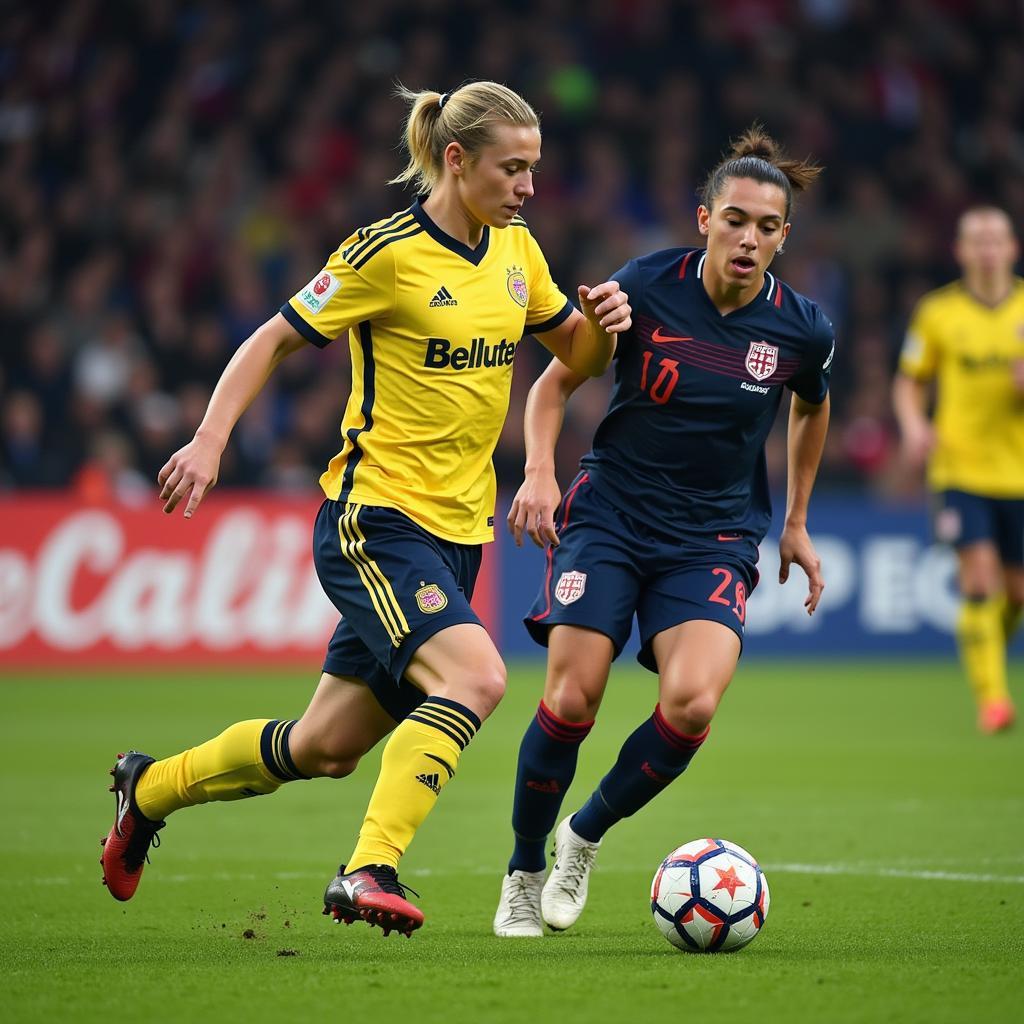 Haaland in Action During a Champions League Match