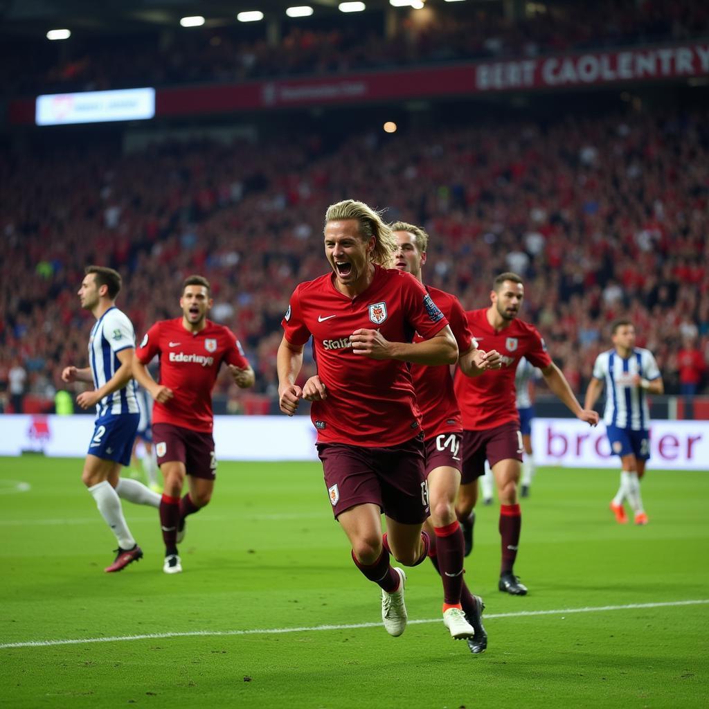 Erling Haaland celebrates a goal in the Champions League