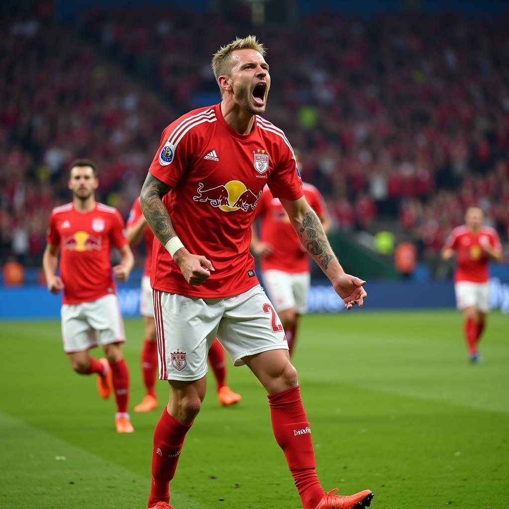 Haaland celebrates a goal in the Champions League