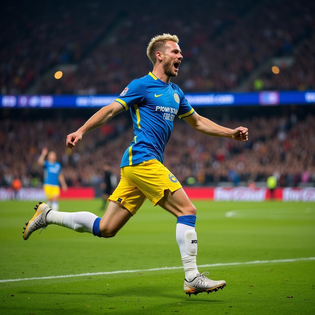 Erling Haaland celebrating a goal in the UEFA Champions League