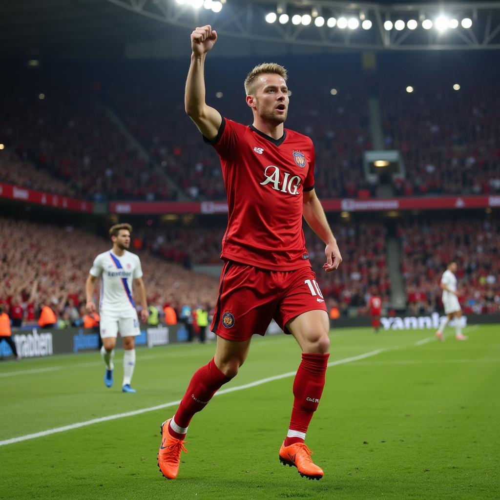 Haaland celebrates a Champions League goal