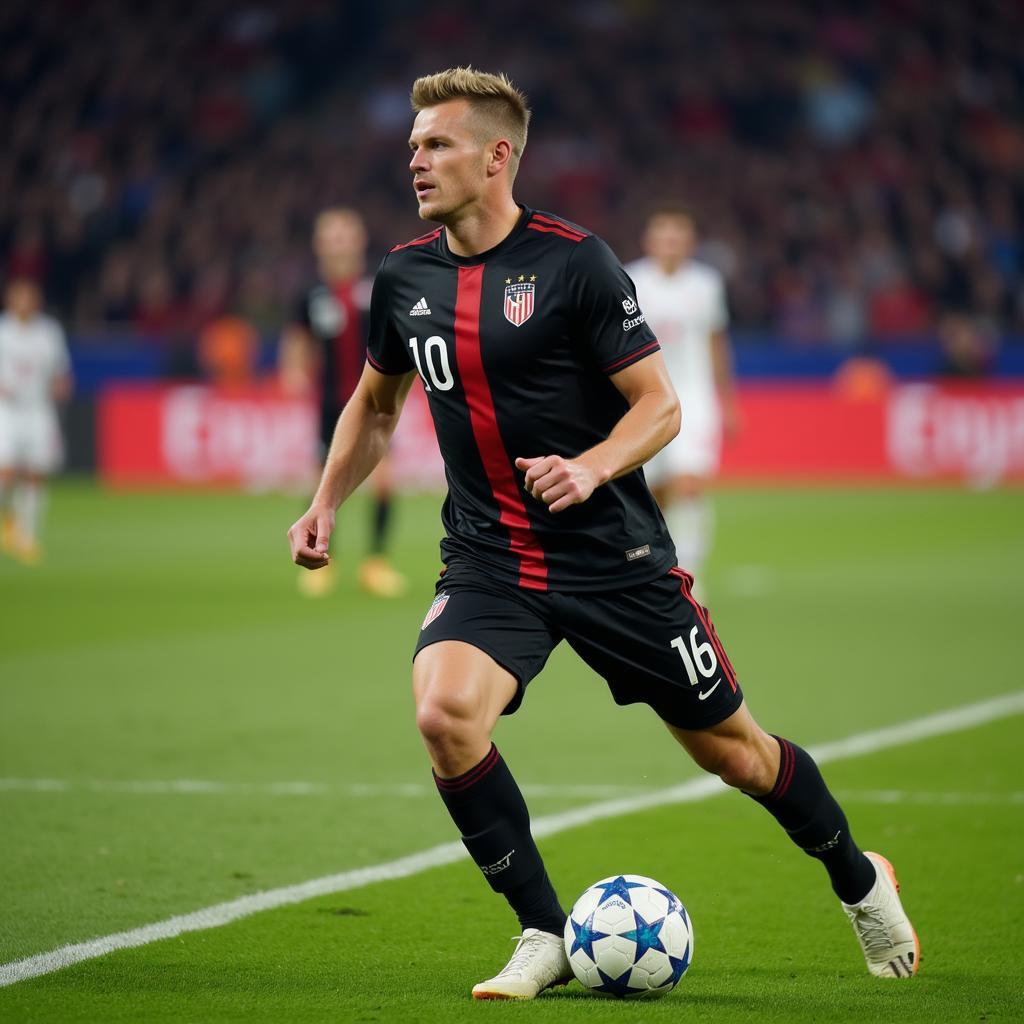 Erling Haaland looking determined in a Champions League match