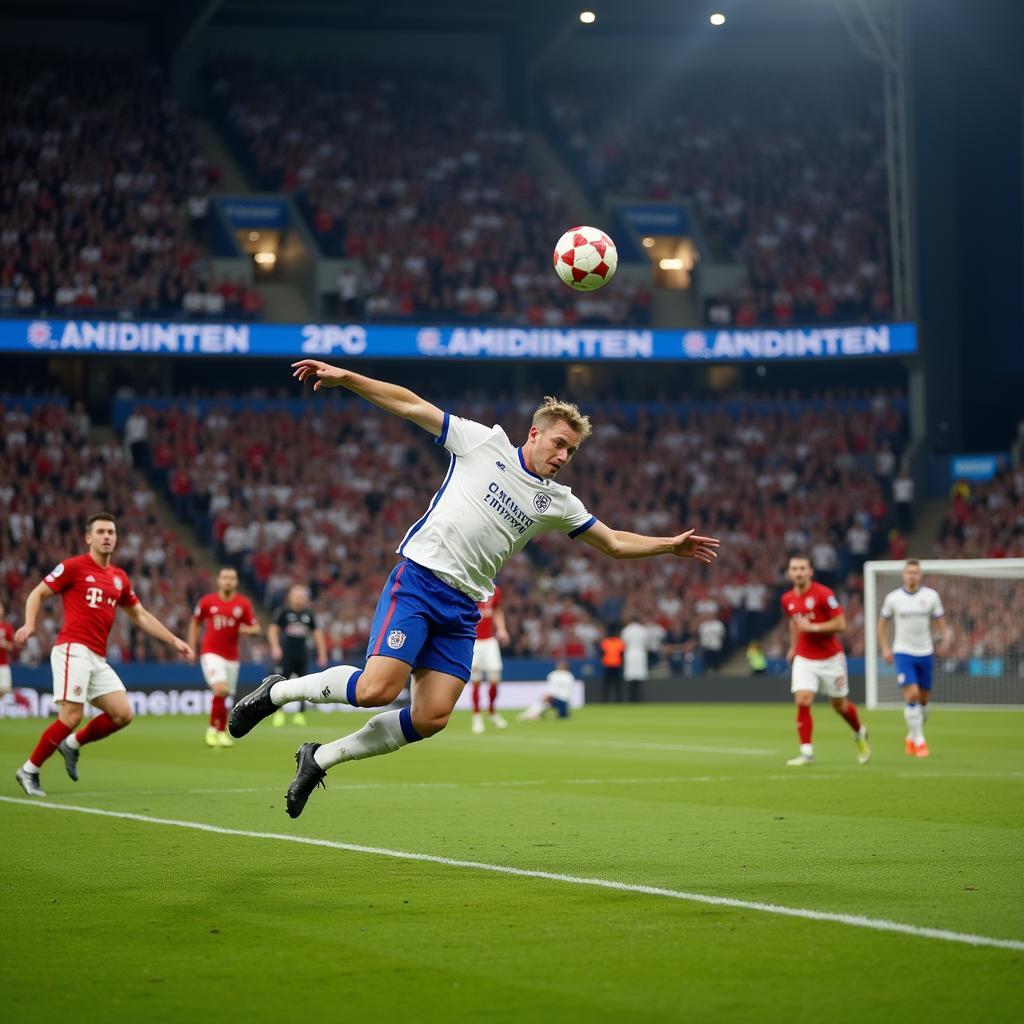 Haaland scores a powerful volley in a Champions League match