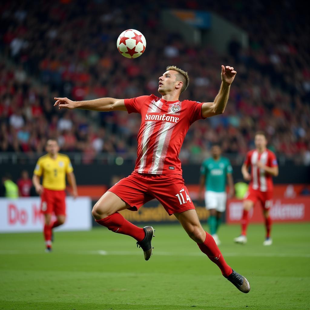 Erling Haaland scores a powerful volley in the Champions League