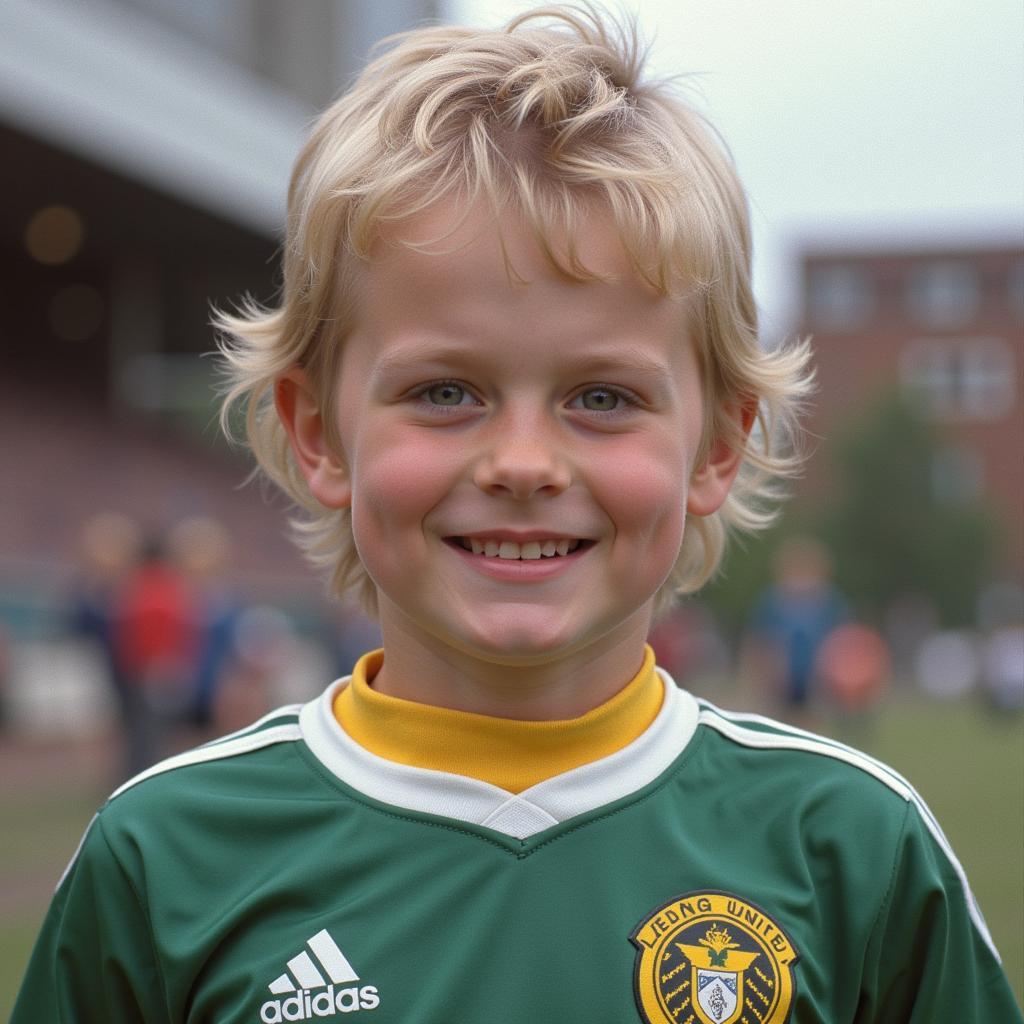 Erling Haaland as a child in a Leeds United kit