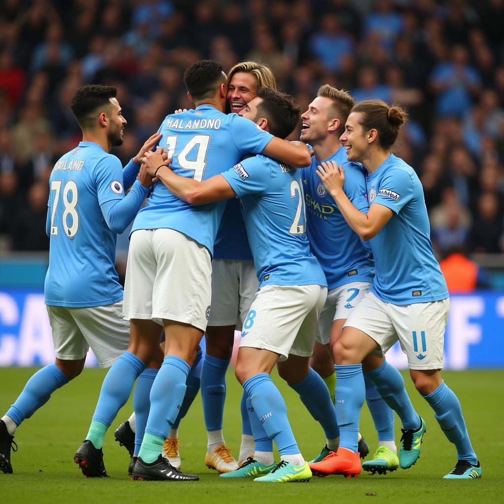 Haaland Celebrating a Goal with Teammates