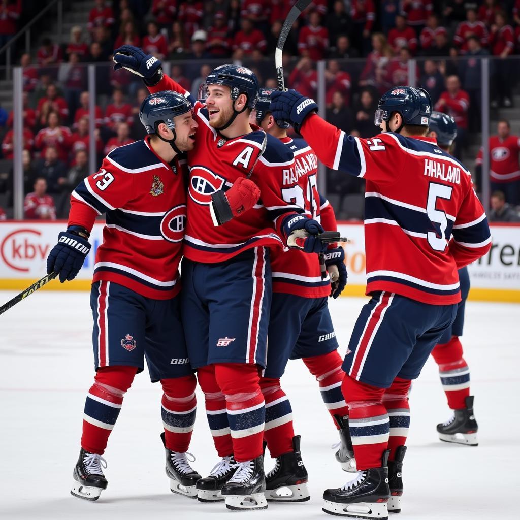 Haaland celebrating a goal after returning from injury