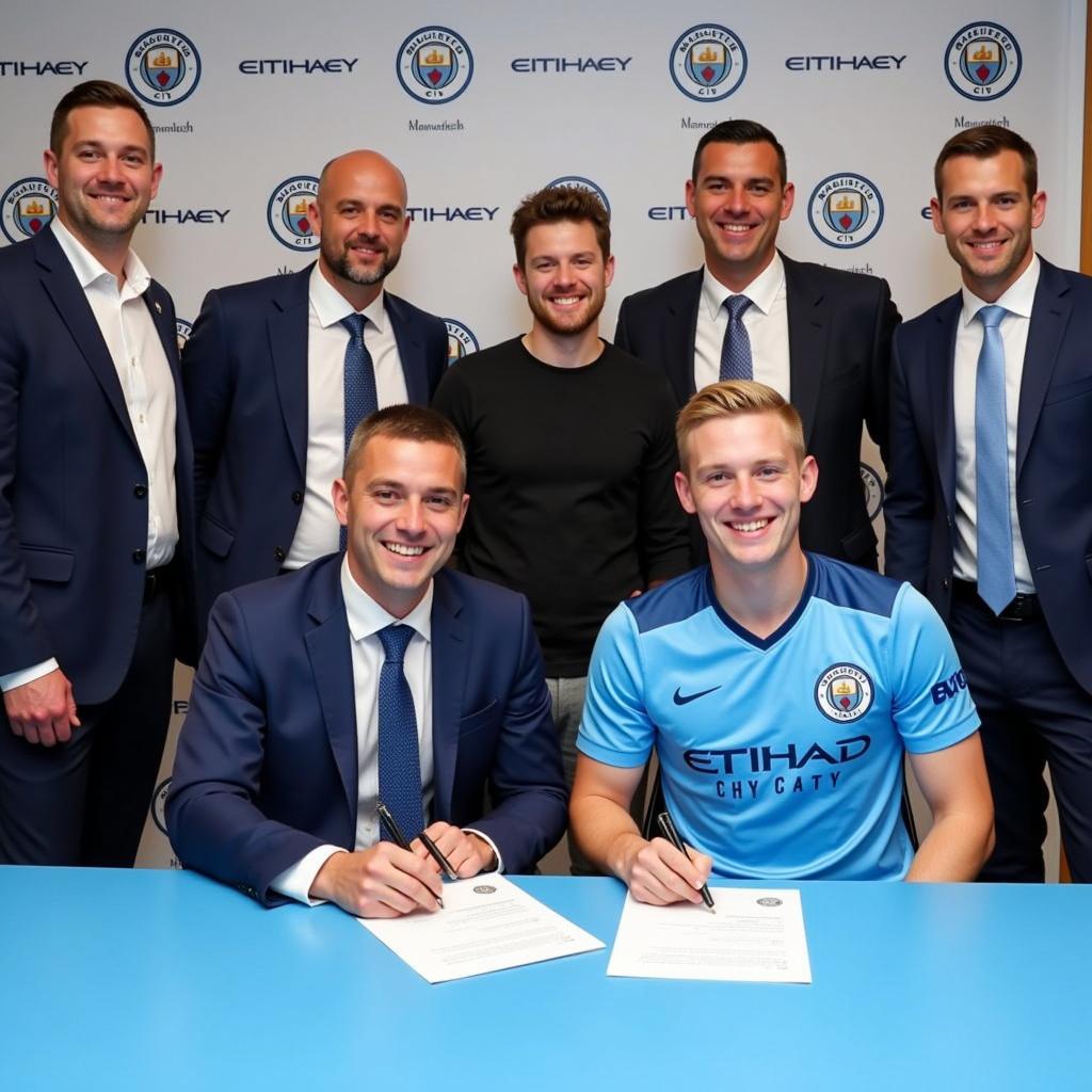 Haaland signing his contract with Manchester City