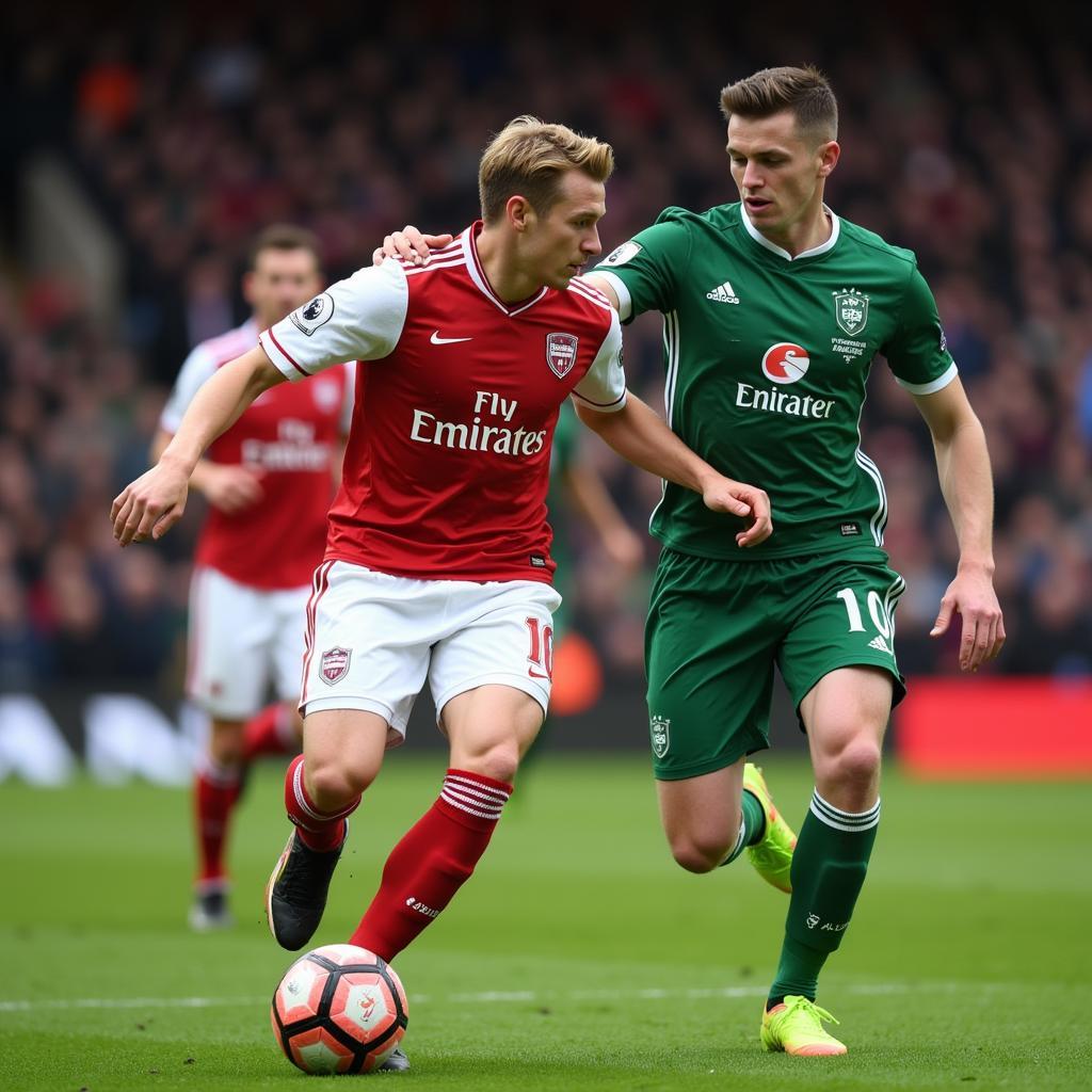 Haaland controls the ball with his back to goal