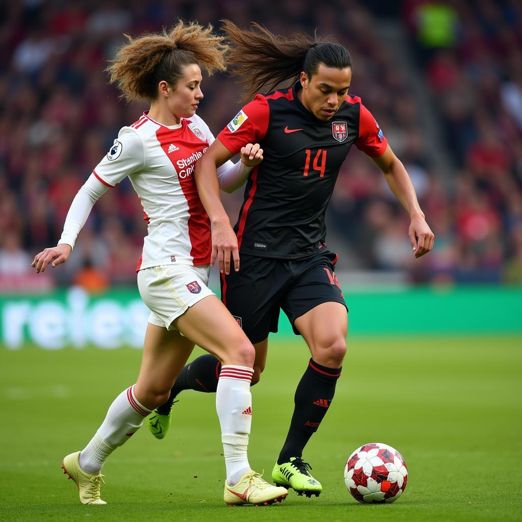 Haaland and Cucurella battling for possession