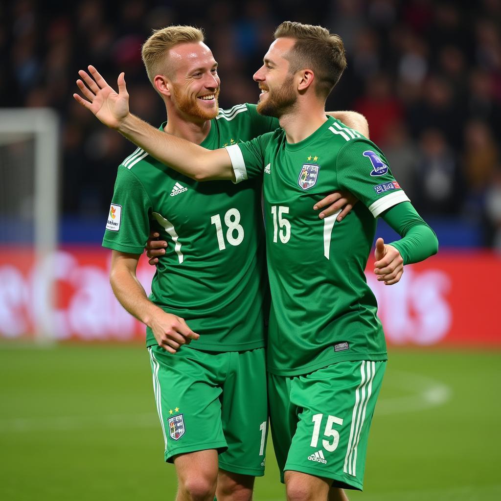 Haaland and De Bruyne celebrating together