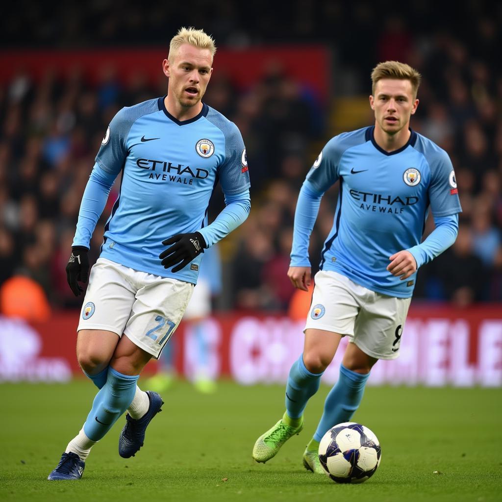 Haaland and De Bruyne playing for Manchester City