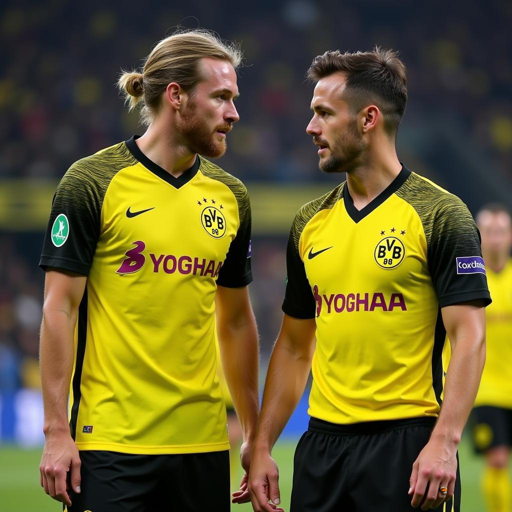 Haaland and Delaney playing together for Borussia Dortmund