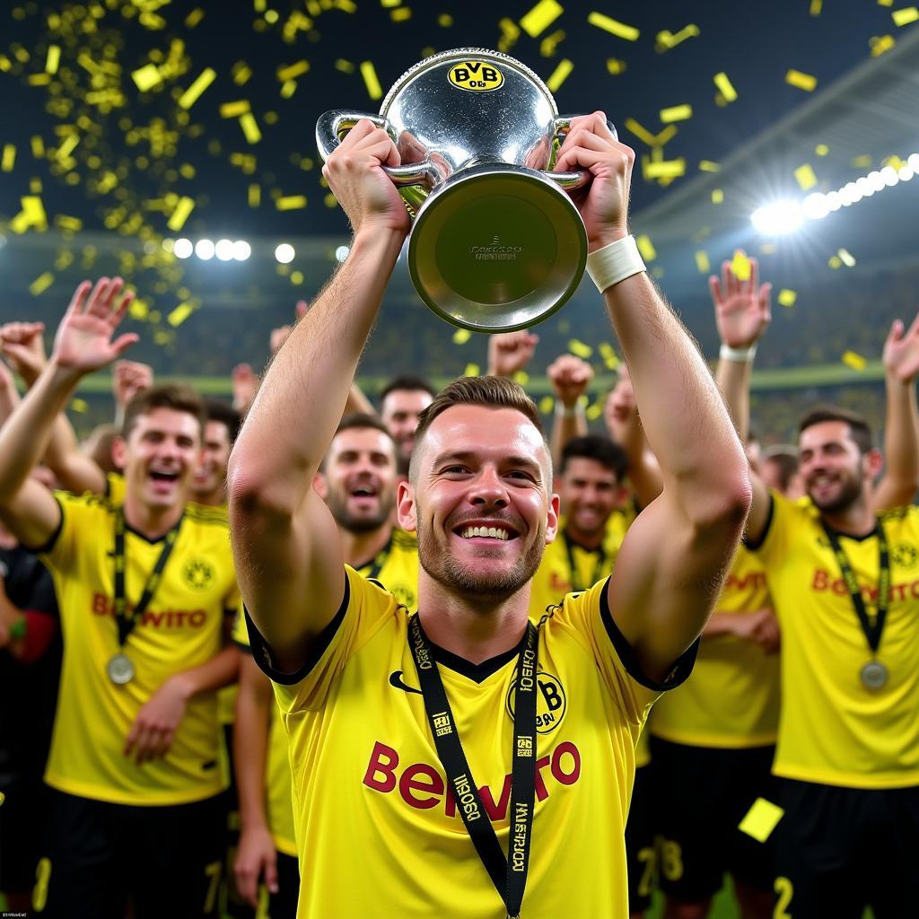 Haaland lifts the DFB-Pokal trophy with Dortmund