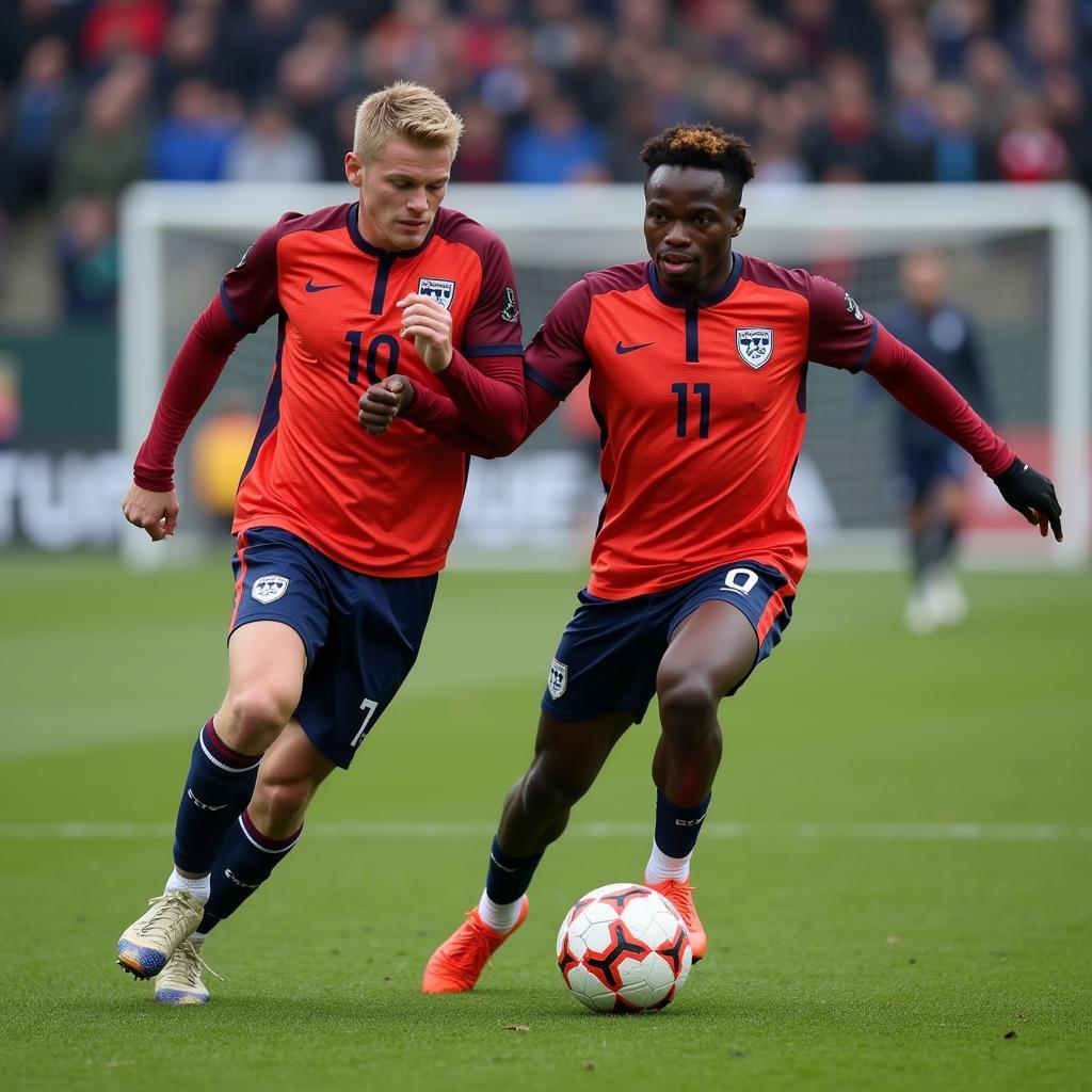 Haaland and Doku training together