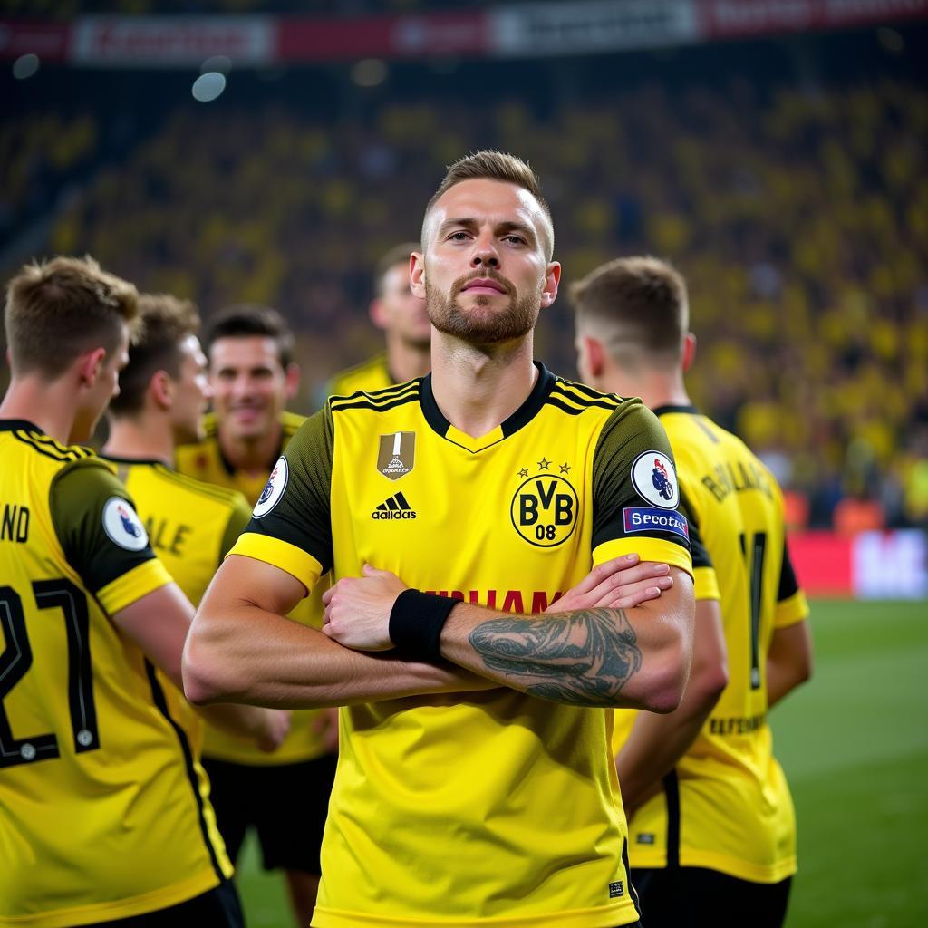 Haaland celebrating a goal for Borussia Dortmund