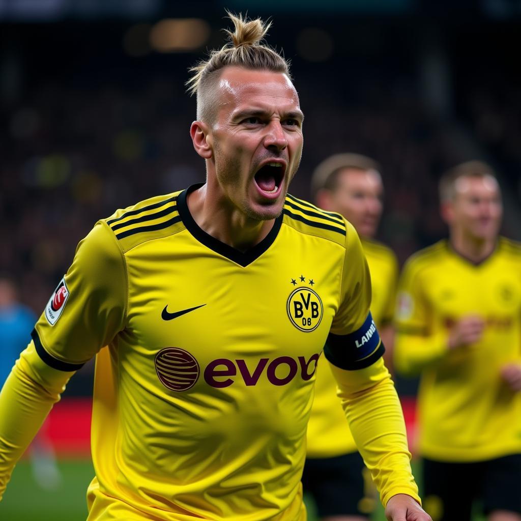 Haaland celebrating a goal for Borussia Dortmund