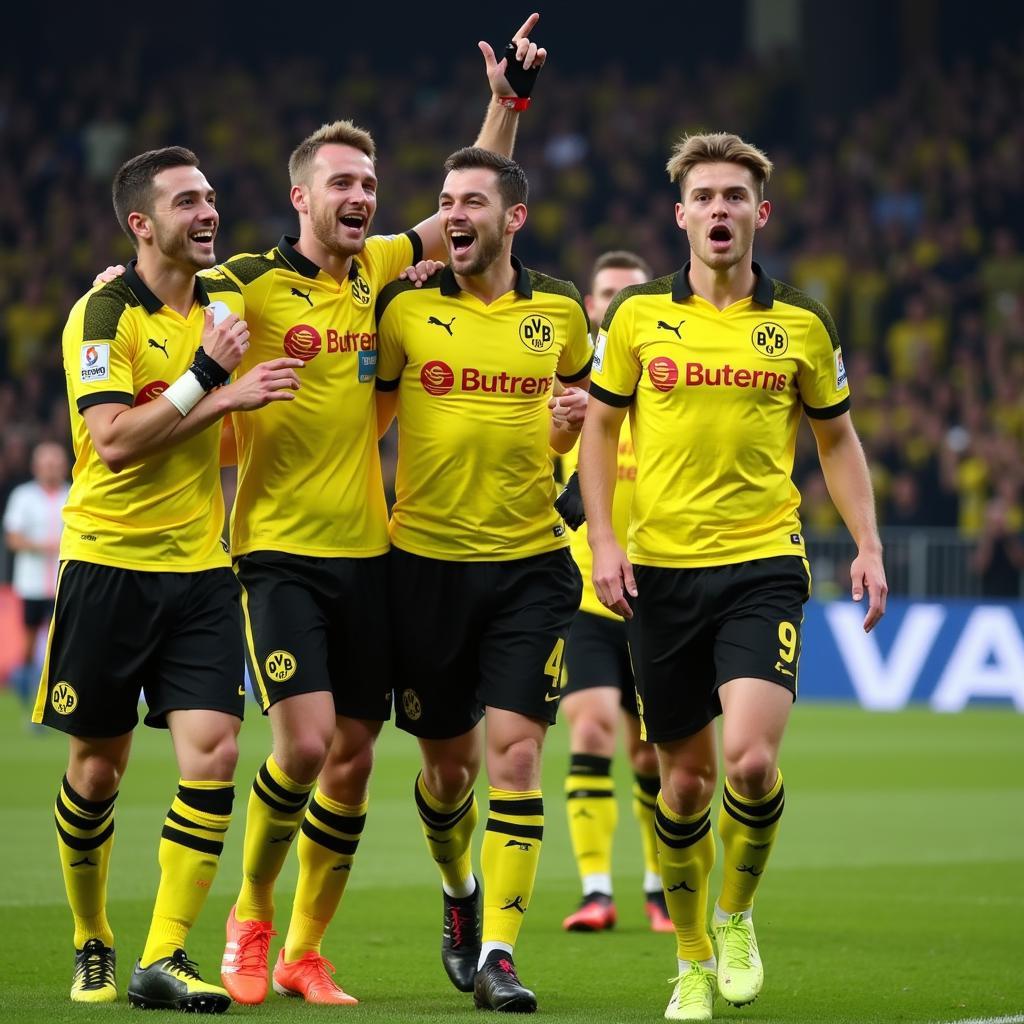 Erling Haaland celebrates a goal for Borussia Dortmund.