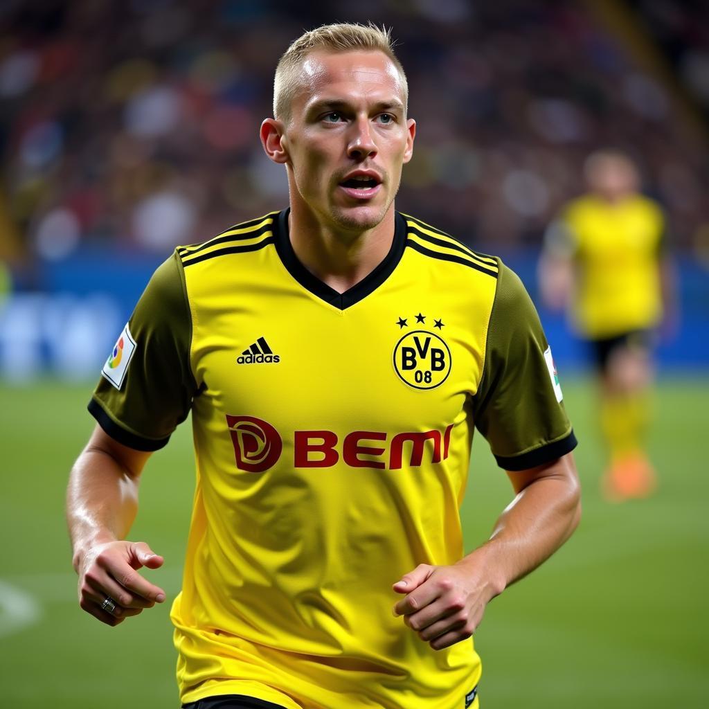 Erling Haaland playing for Borussia Dortmund.