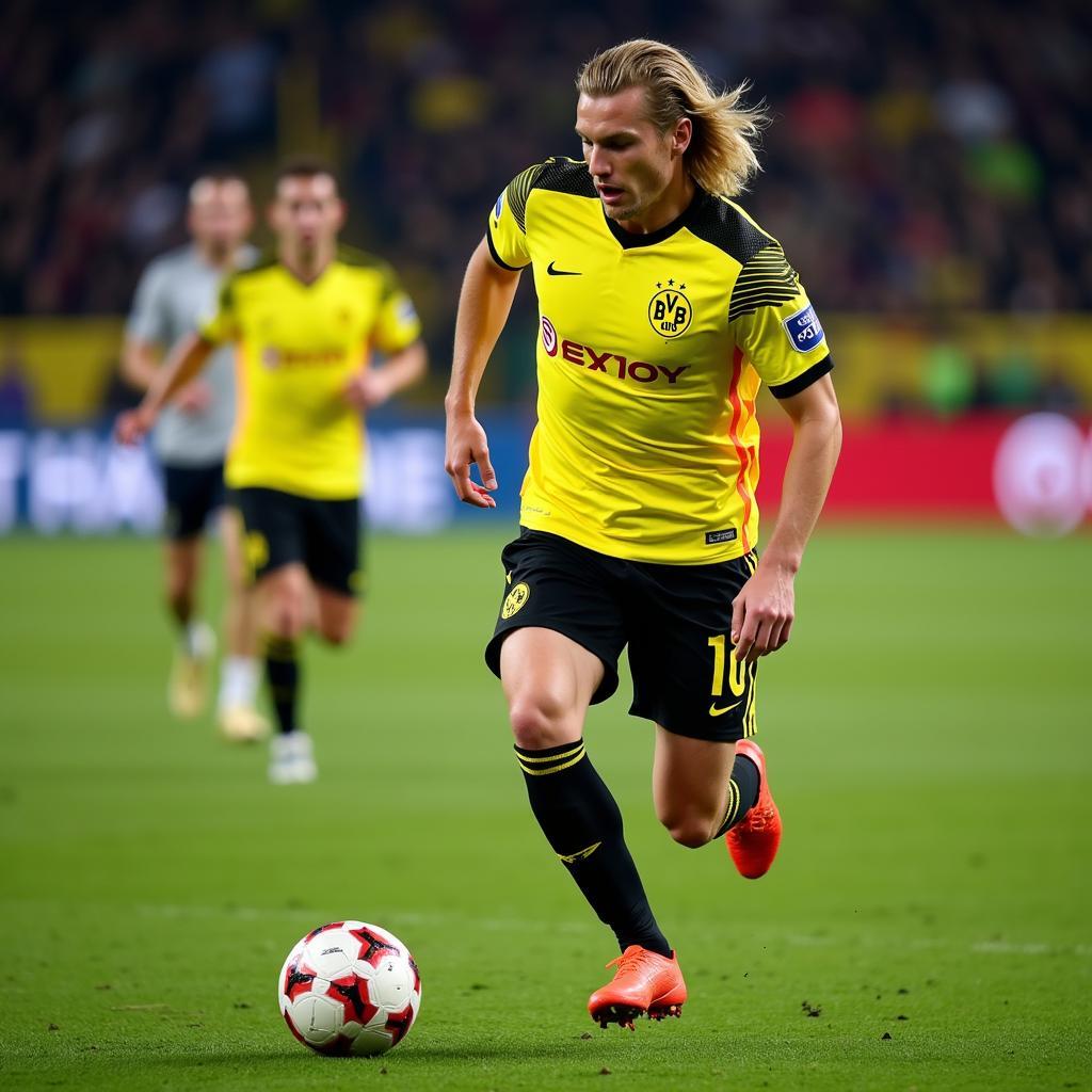 Erling Haaland in action for Borussia Dortmund