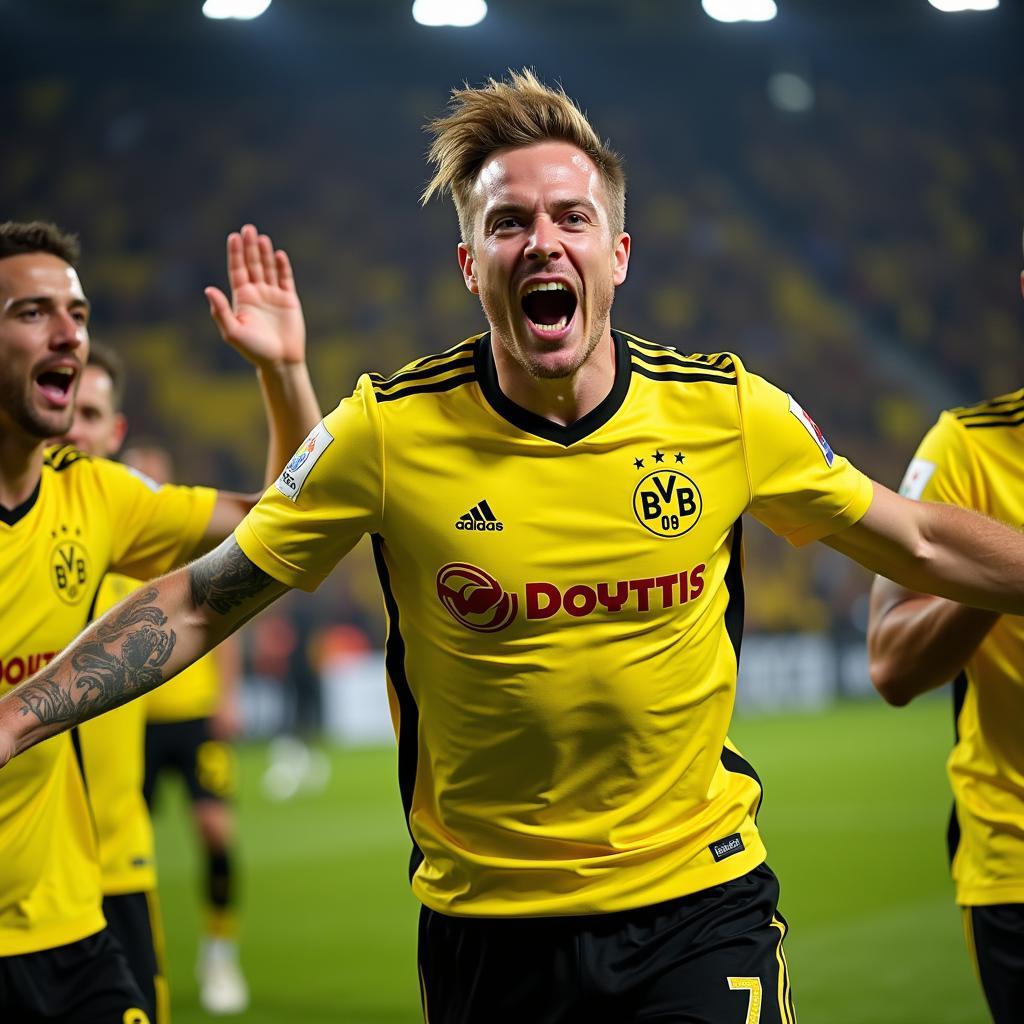 Erling Haaland celebrating a goal for Borussia Dortmund