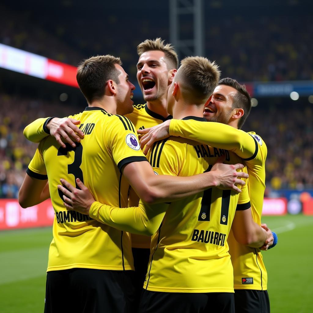 Erling Haaland celebrating a goal for Borussia Dortmund