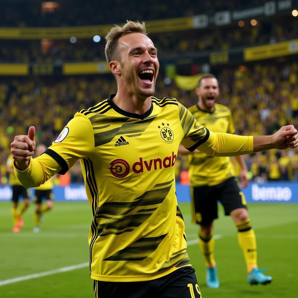 Haaland celebrates a goal in Dortmund colors