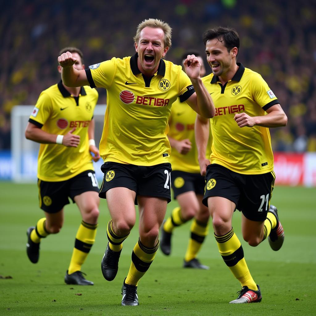 Haaland celebrates a goal for Dortmund