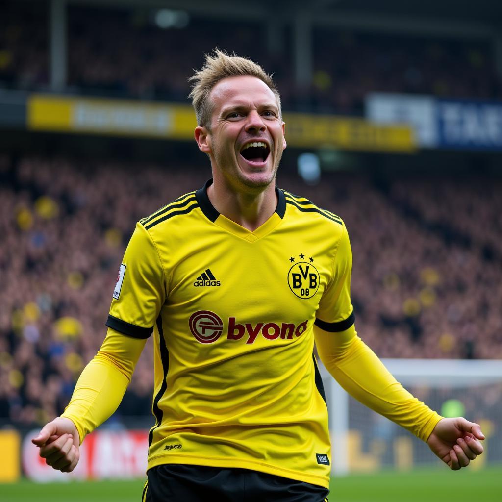 Erling Haaland celebrating a goal for Borussia Dortmund