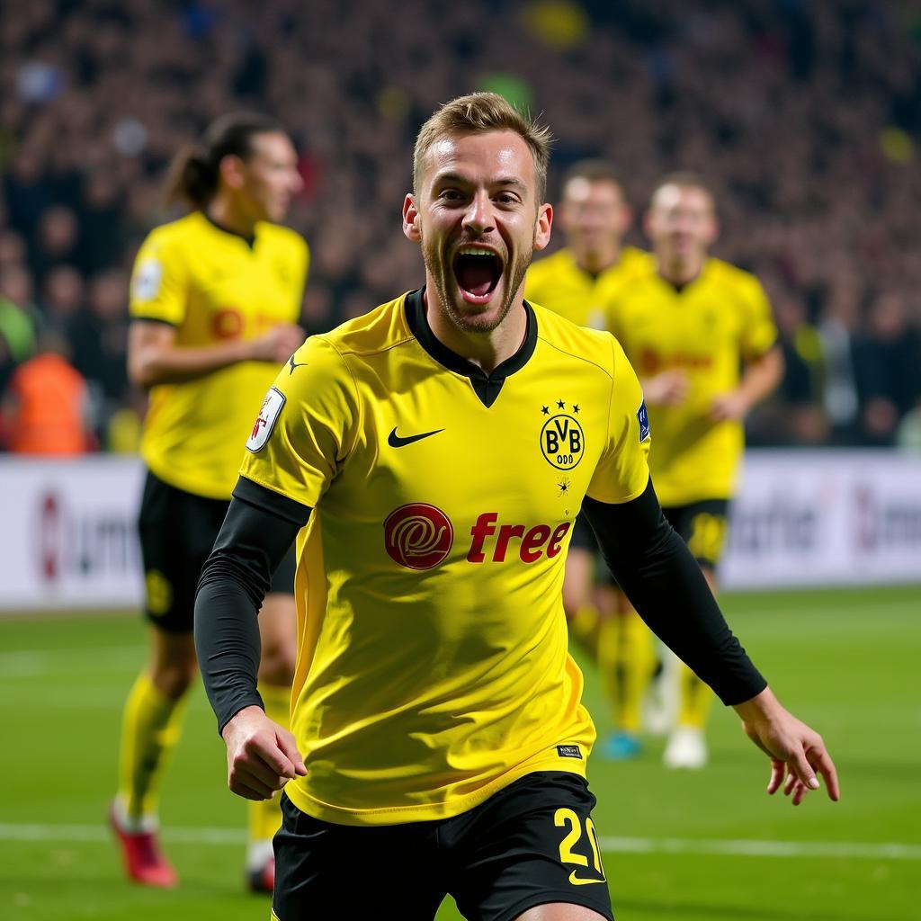 Erling Haaland celebrating a goal for Borussia Dortmund