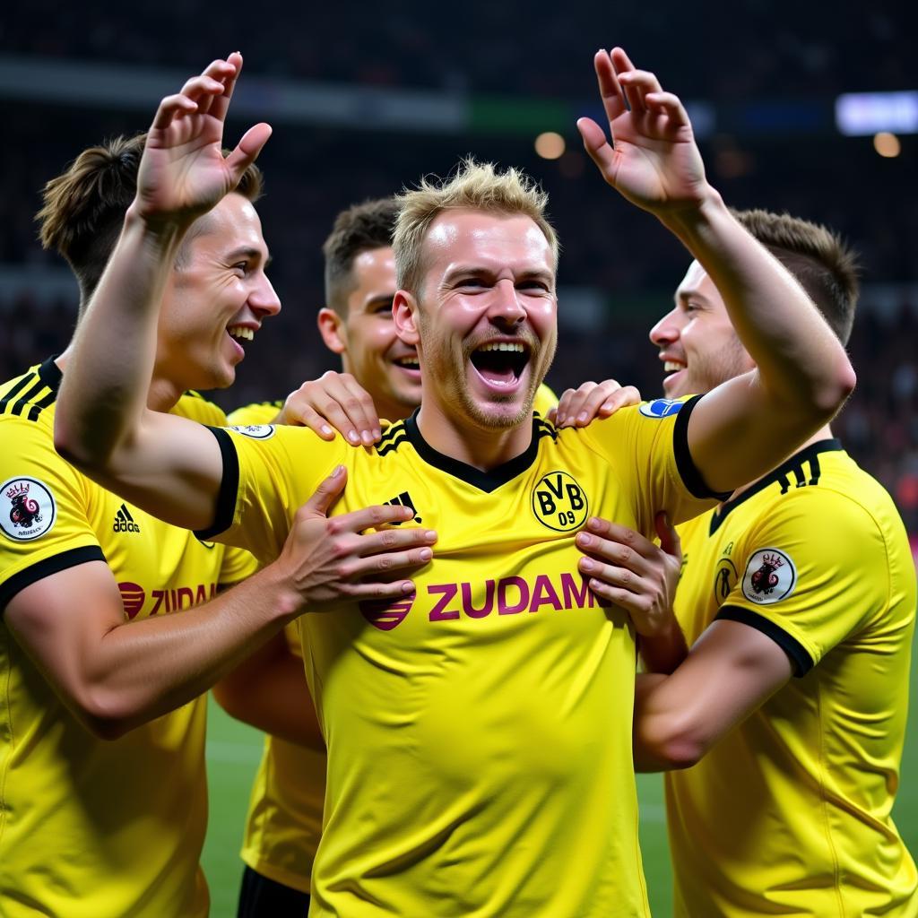 Haaland celebrates a goal for Borussia Dortmund