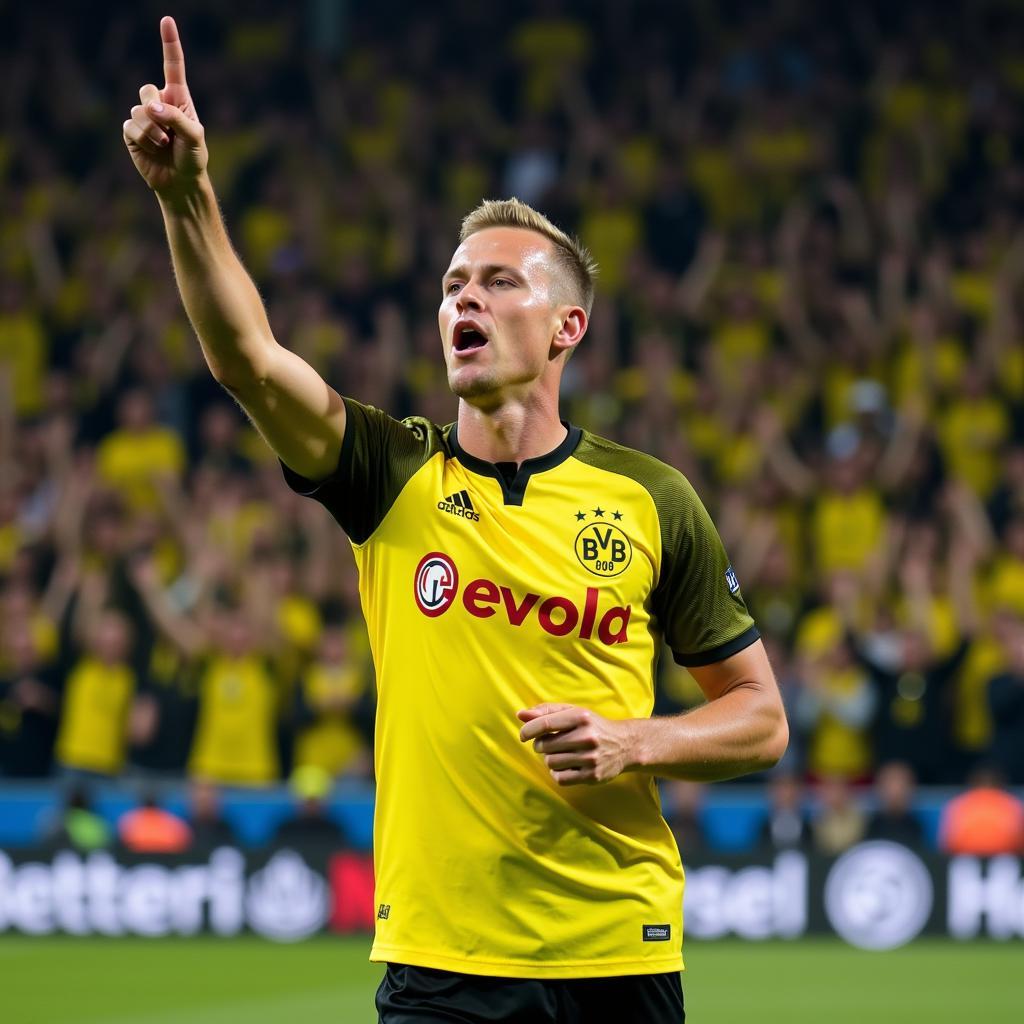 Haaland celebrates a goal for Borussia Dortmund