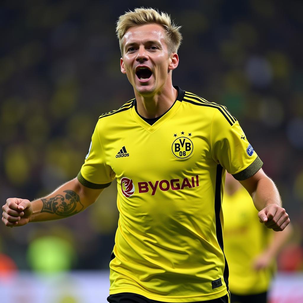 Haaland celebrating a goal for Borussia Dortmund