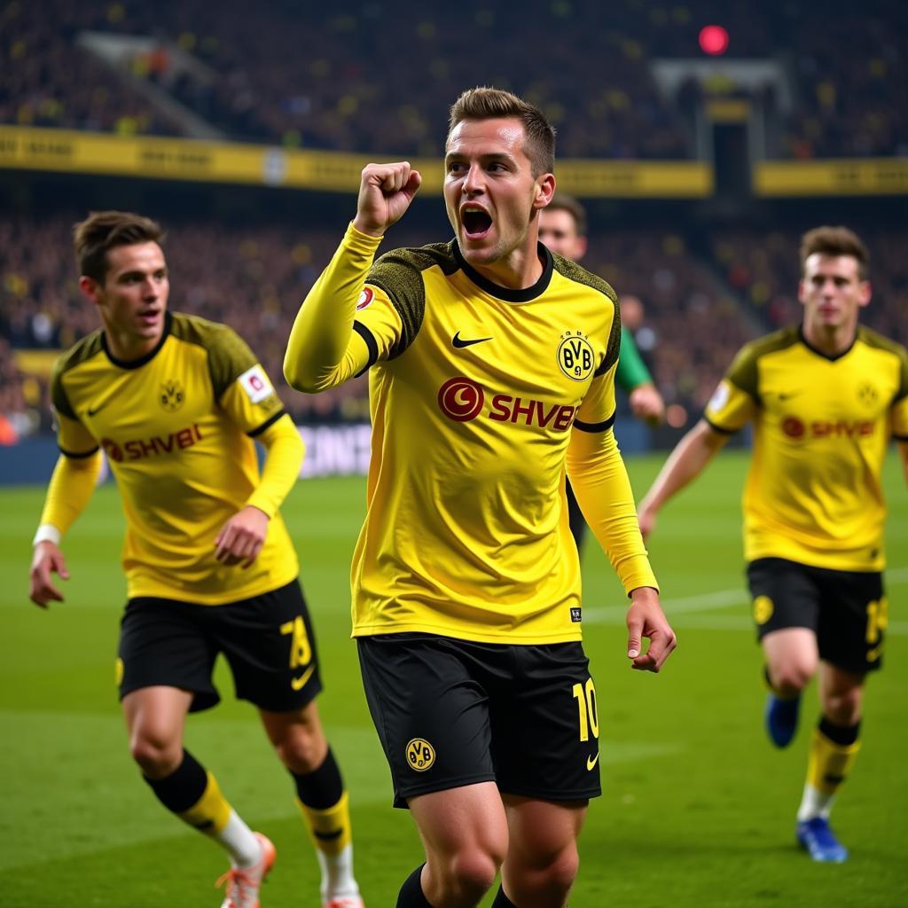 Erling Haaland celebrating a goal for Borussia Dortmund