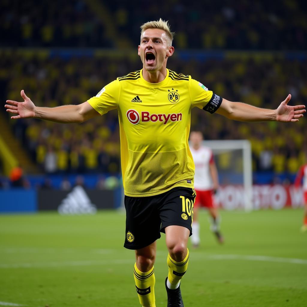 Erling Haaland Celebrating a Goal for Dortmund